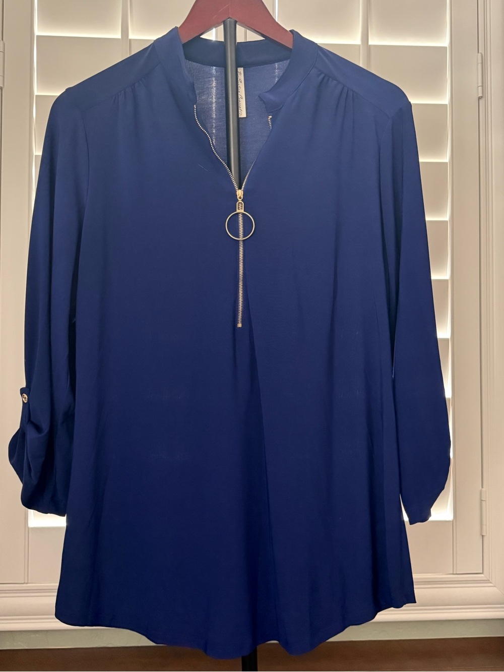 PerSeption Concept Royal Blue Zip-Front Blouse